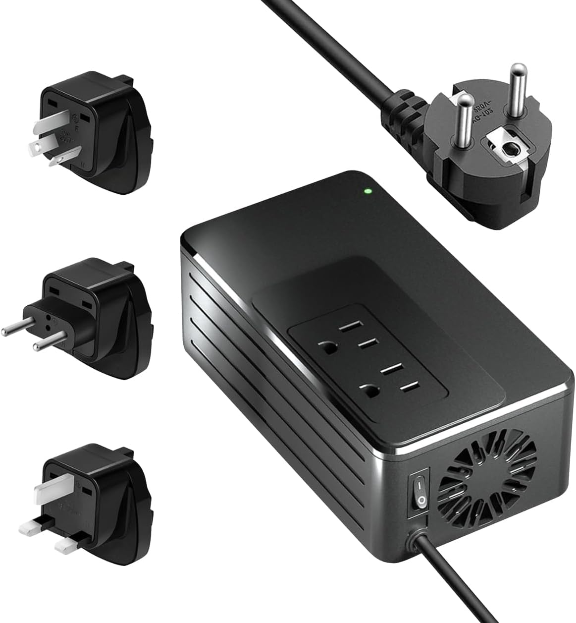 1200W Universal Travel Adapter Converter Step-Down 220V to 110V, 2 lbs Light Weight, Stable Pure Sine Wave, for Hair dryers, straighteners, Curling Irons, Coffee Makers (Black)