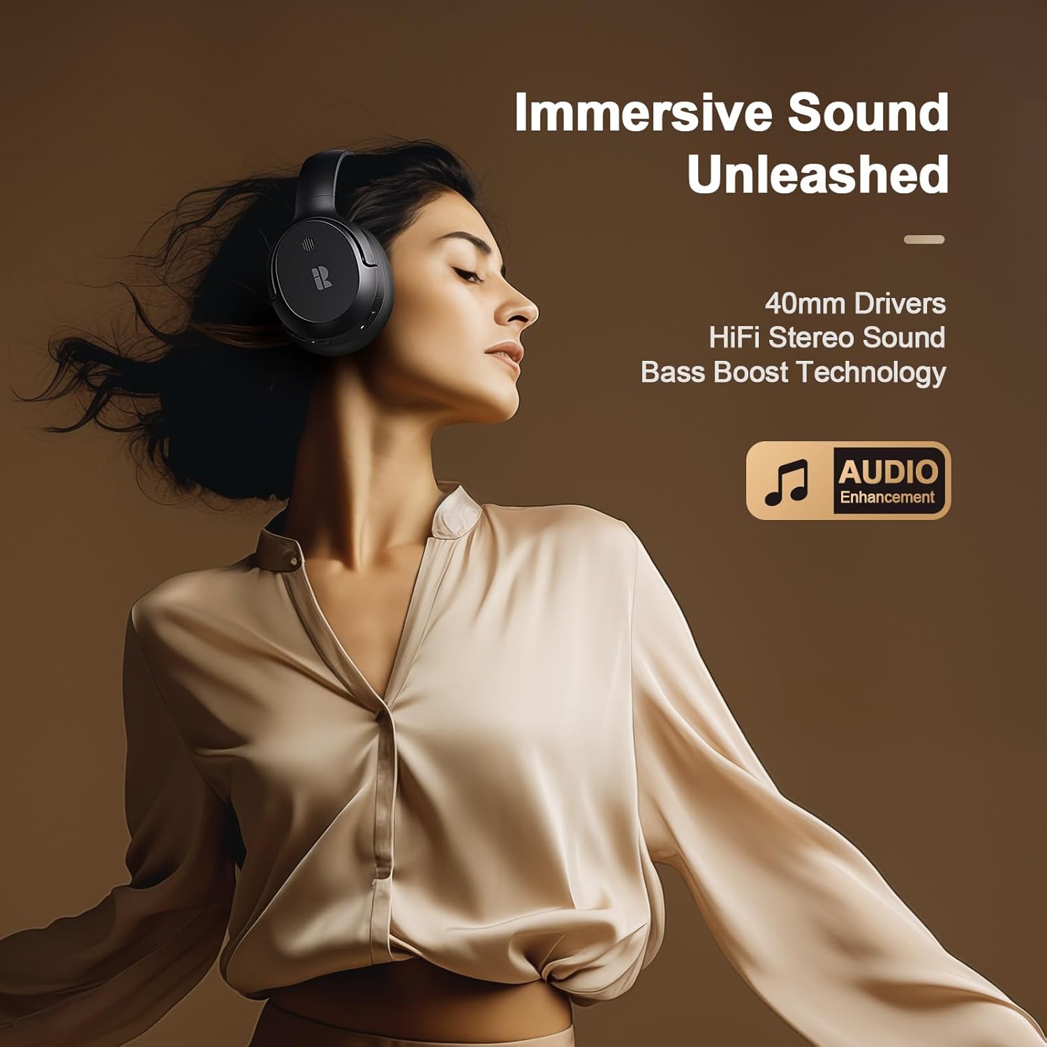 Bluetooth Headphones, Hybrid Active Noise Cancelling Wireless Headphones Over Ear with Microphone, Up to 140H Playtime, Transparency Mode, Deep Bass, Clear Calls, Comfort fit for Travel, Home Office - Image 5