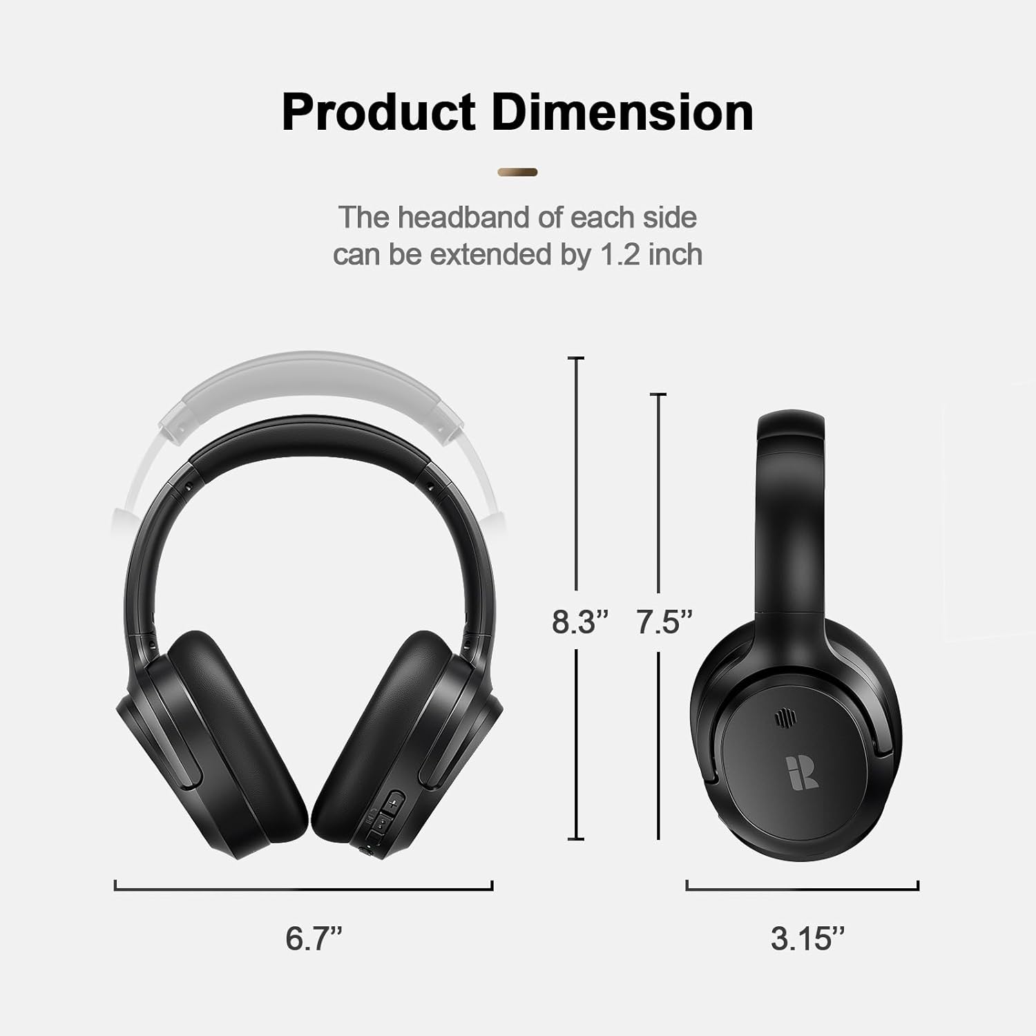 Bluetooth Headphones, Hybrid Active Noise Cancelling Wireless Headphones Over Ear with Microphone, Up to 140H Playtime, Transparency Mode, Deep Bass, Clear Calls, Comfort fit for Travel, Home Office - Image 8