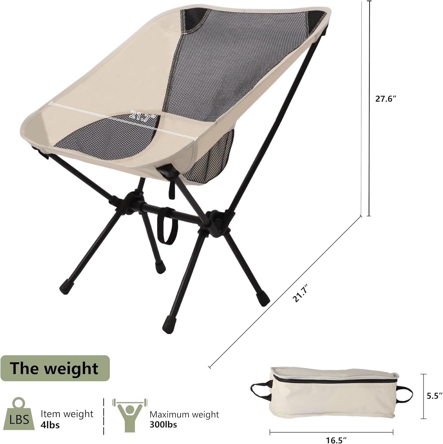 Camping Chairs,Lawn Chairs,Foldable Chair,Outdoor Chair,Backpacking Chair,Supports 330Lbs - Image 2