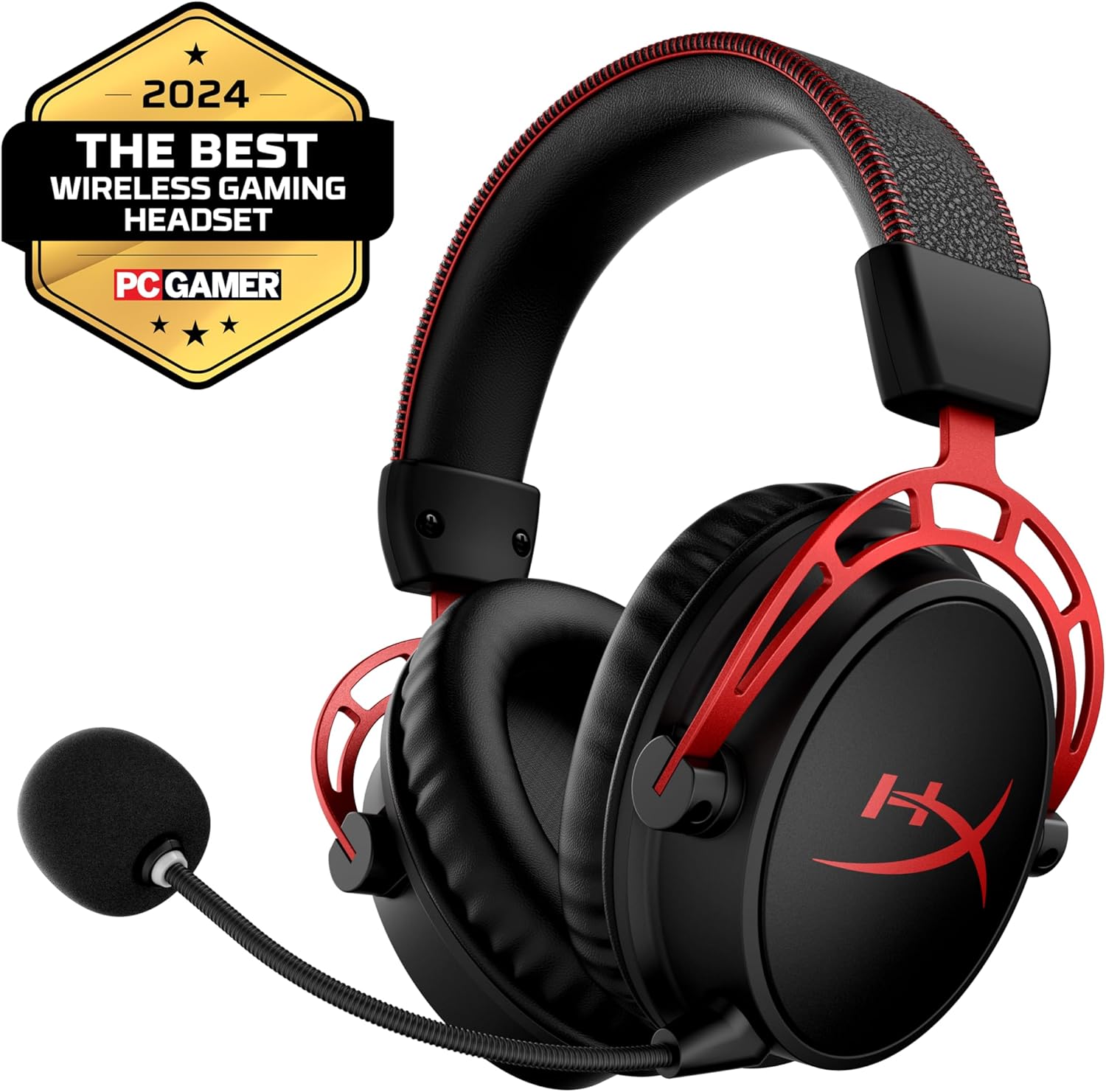 HyperX Cloud Alpha Wireless - Gaming Headset for PC, 300-hour battery life, DTS Headphone:X Spatial Audio, Memory foam, Dual Chamber Drivers, Noise-canceling mic, Durable aluminum frame,Red - Image 2