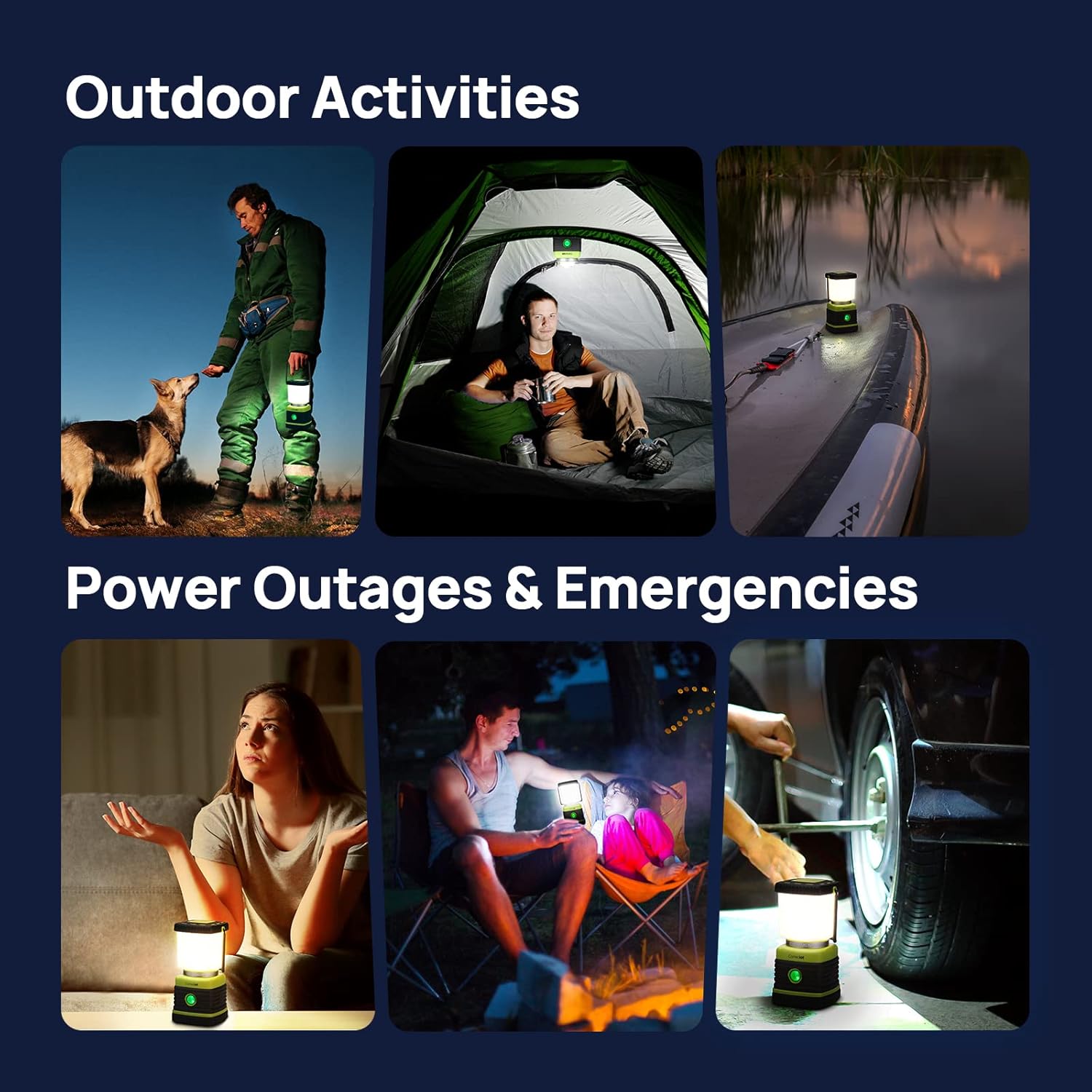 LED Camping Lantern, Consciot Battery Powered Camping Lights, 1000LM, 4 Light Modes, IPX4 Waterproof Tent Lights, Portable Flashlight for Power Outages, Emergency, Hurricane, Hiking, 2-Pack - Image 8