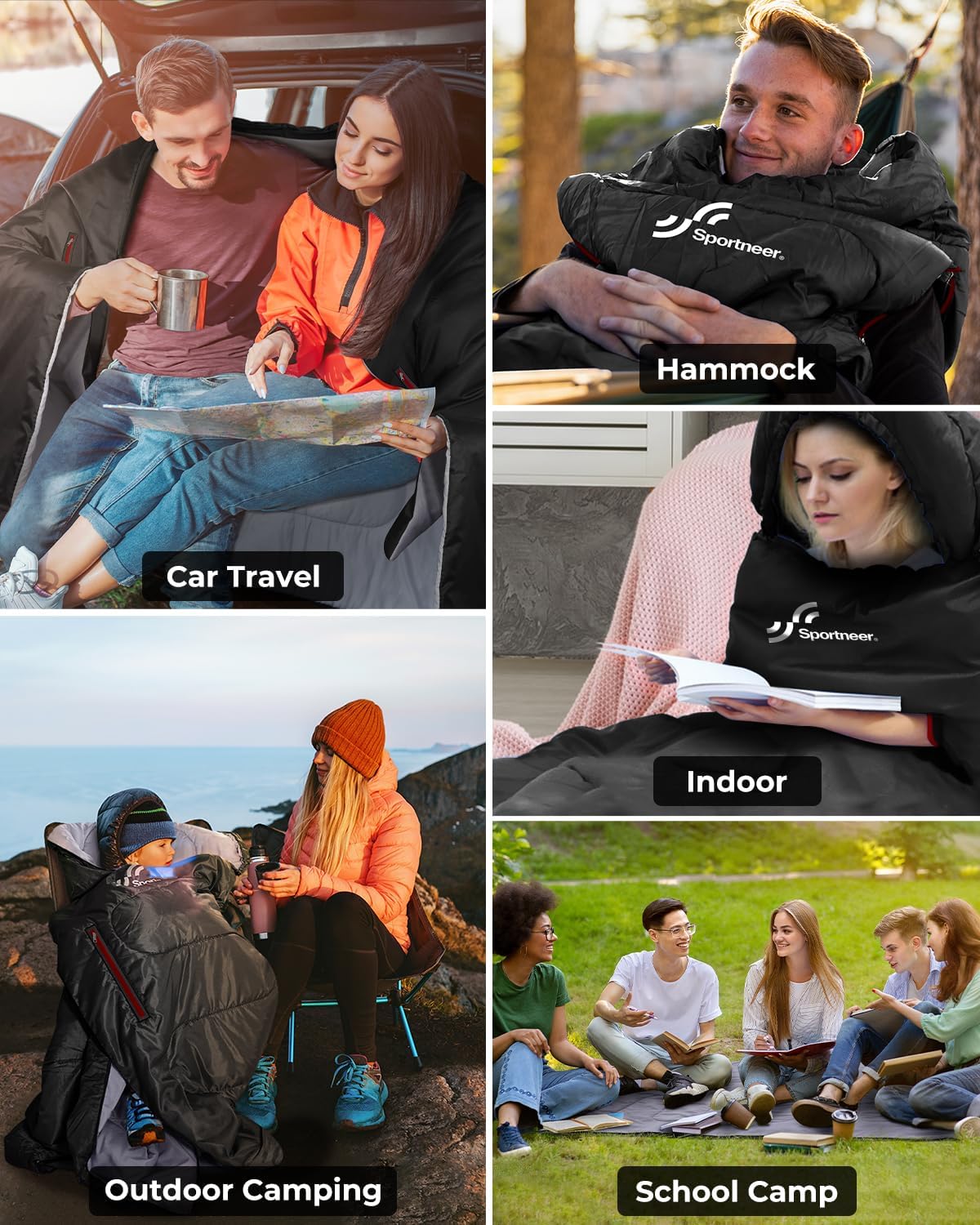 Sportneer Sleeping Bag - Wearable for Adults & Kids with Arm Zipper Holes in Cold & Warm Weather, Waterproof Portable Sleeping Bag for Camping, Hiking, Backpacking, Outdoor Travel - Image 6