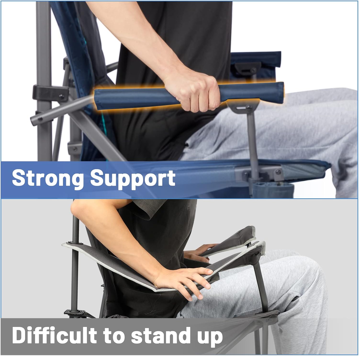 TIMBER RIDGE Oversized Folding Camping Chair High Back Heavy Duty for Adults Support up to 500lbs with Cup Holder, Side Pocket Cooler Bag - Image 5